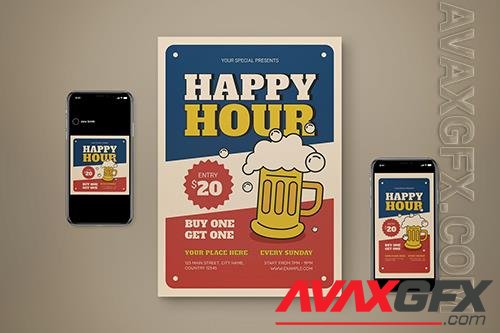 Happy Hour Flyer Set