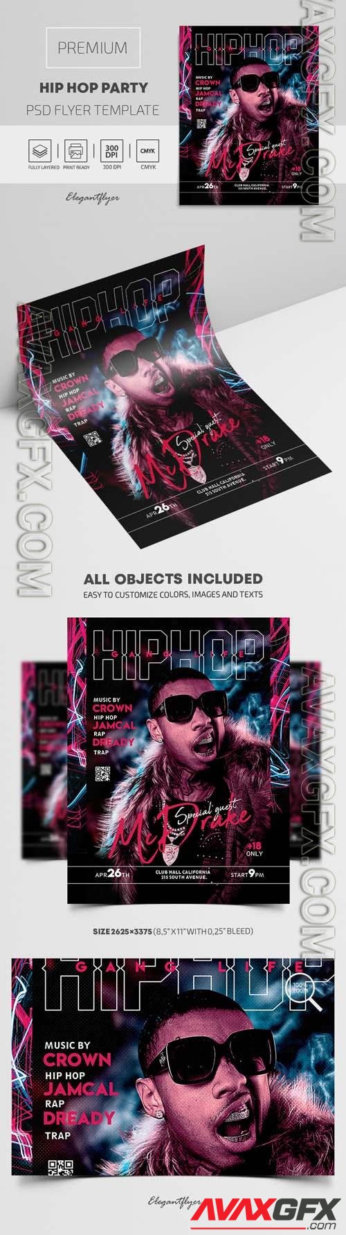Hip Hop Party Premium PSD Flyer Template vol 2