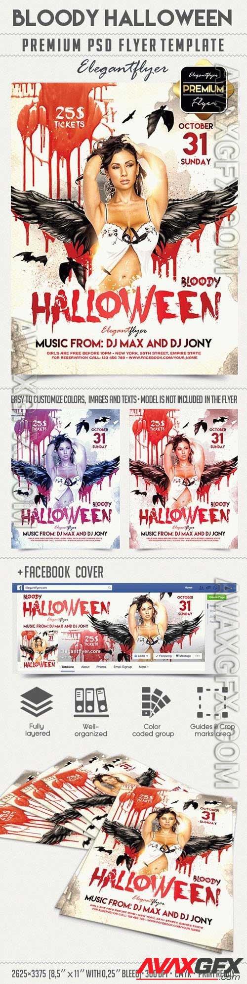 Bloody Halloween Flyer Psd