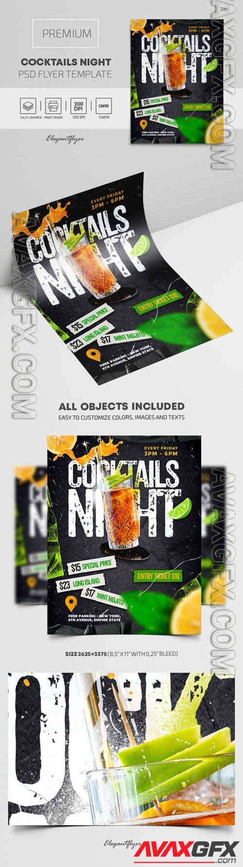 Cocktails Night Premium PSD Flyer Template