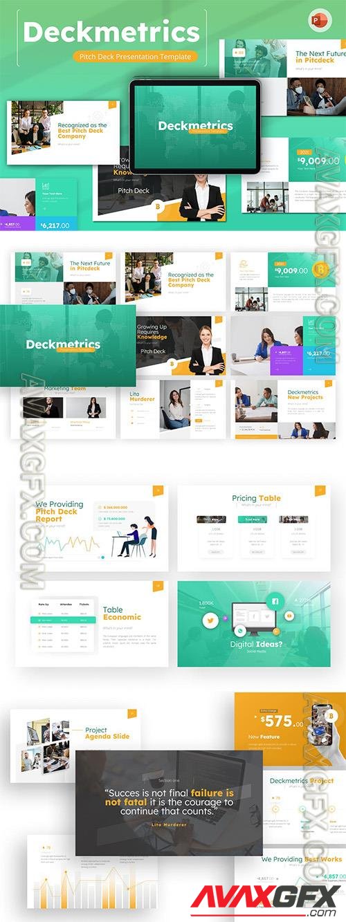 Deckmetrics Pitch Deck PowerPoint Template QSSWJBX