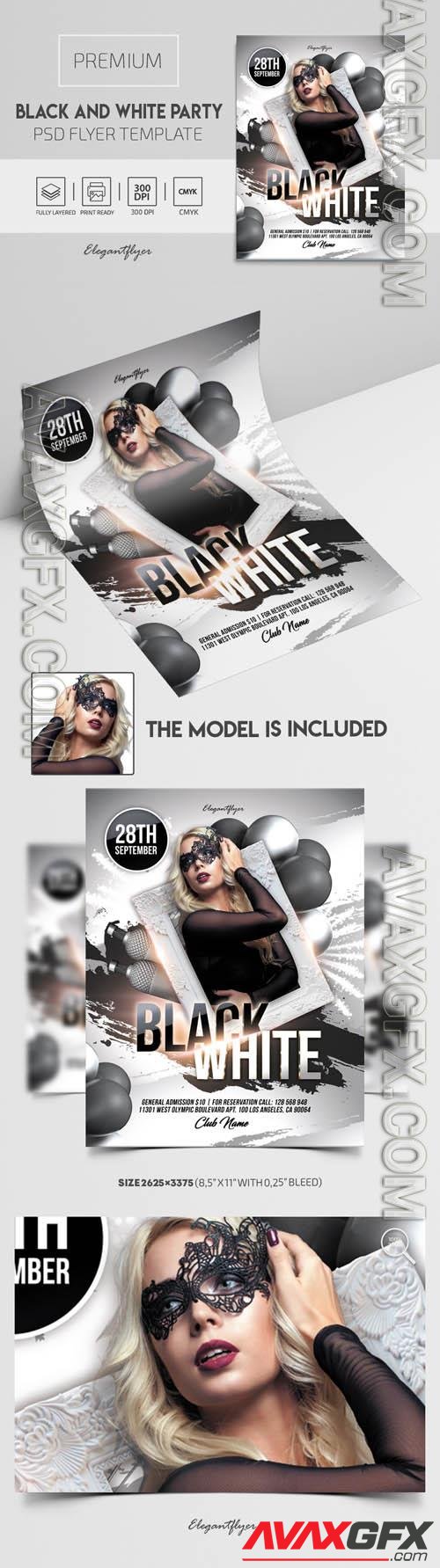 Black and White Party Flyer PSD Template