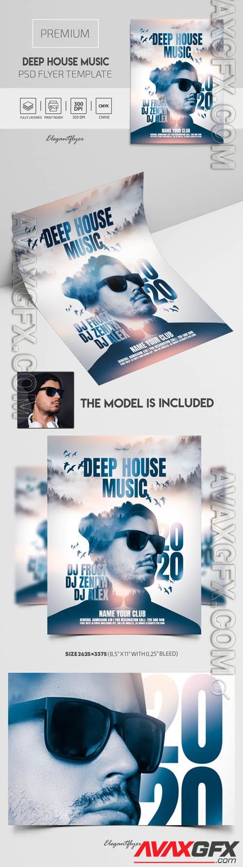 Deep House Music  Flyer PSD Template