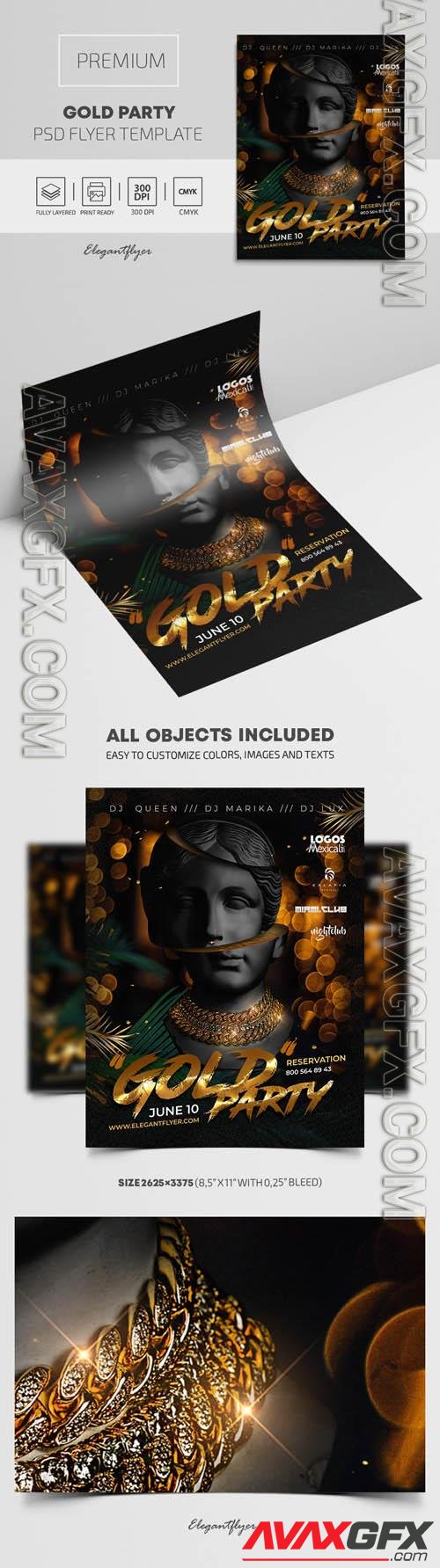 Gold Party Flyer PSD Template