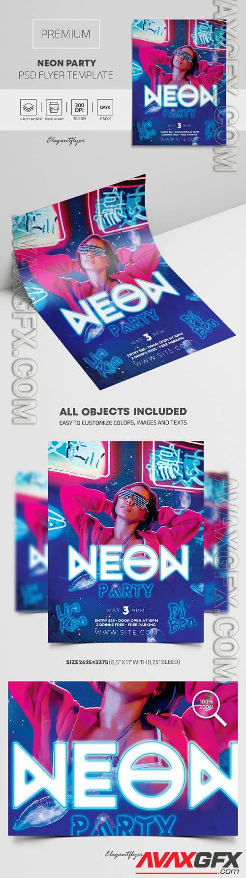 Neon Party Premium PSD Flyer Template