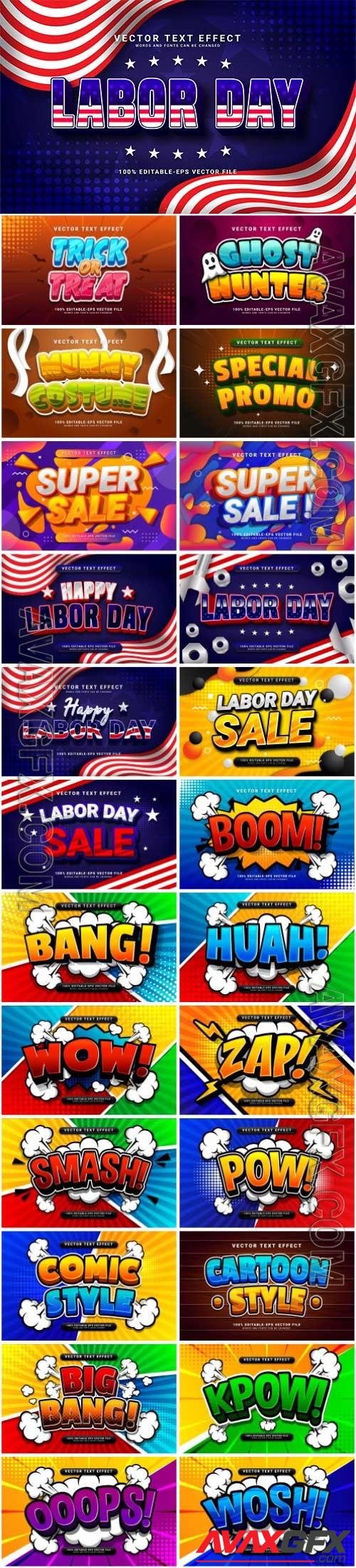 Set 3d editable text style effect vector vol 27