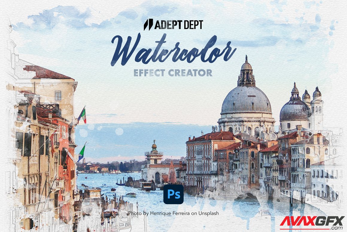 CreativeMarket - Watercolor Effect Photoshop Creator 6286604