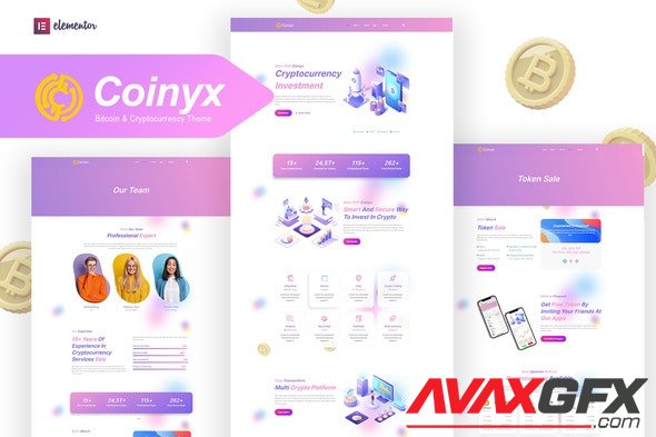 ThemeForest - Coinyx v1.0.2 - Cryptocurrency Blockchain & Bitcoin Elementor Template Kit - 33712162