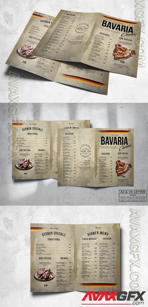 Bavaria Bifold Food Menu Design A4 & US Letter UUSCZAQ