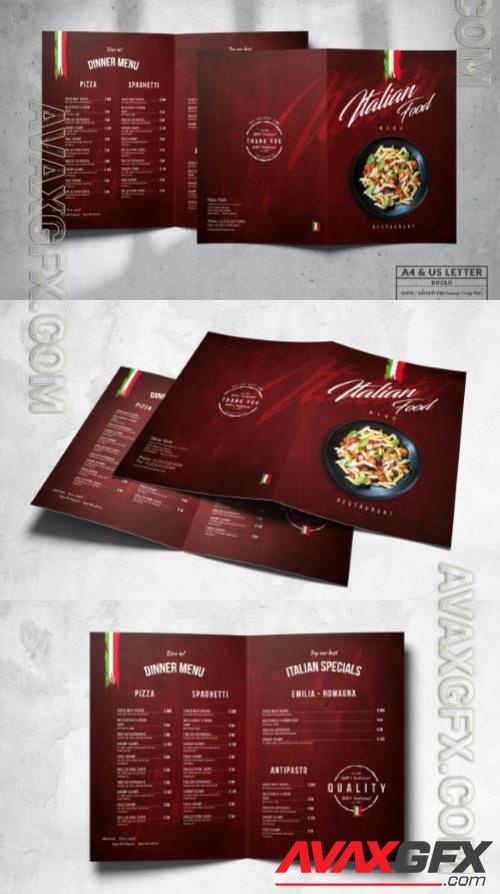 Italian Bifold Food Menu Design A4 & US Letter 4FX4TE4