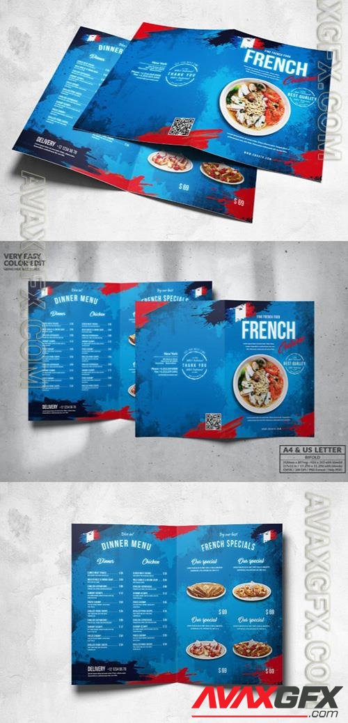 French Food Menu Design A4 & US Letter V7WSBB5