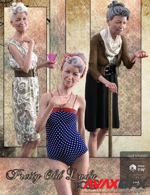 Pretty Old Lady Poses for Mabel 8 and Genesis 8 Female