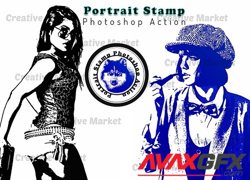 Portrait Stamp Photoshop Action - 6483292