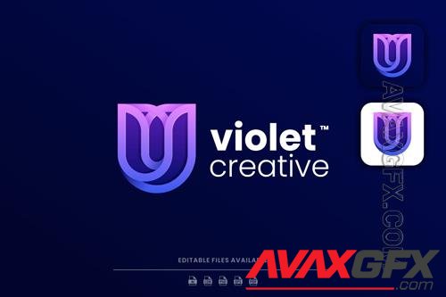 Violet Line Art Gradient Logo