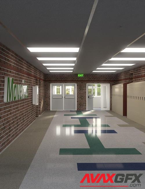 High School Hallway 2