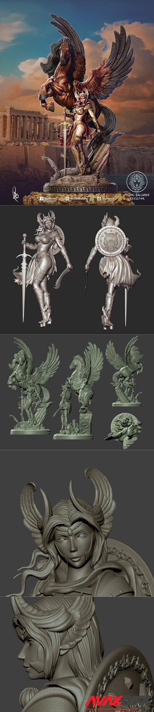 Pegasus and Female Perseus – 3D Printable STL