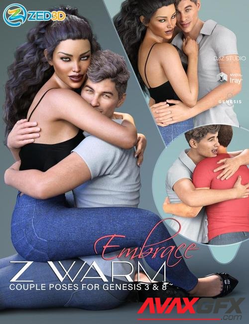 Z Warm Embrace Couple Poses for Genesis 3 and 8