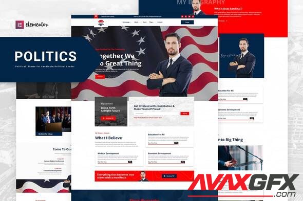 ThemeForest - Politics v1.0.2 - Political Candidate Leader Elementor Template Kit - 33740078