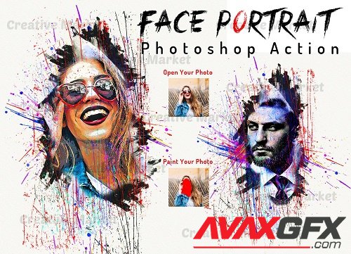 Face Portrait Photoshop Action - 6495555