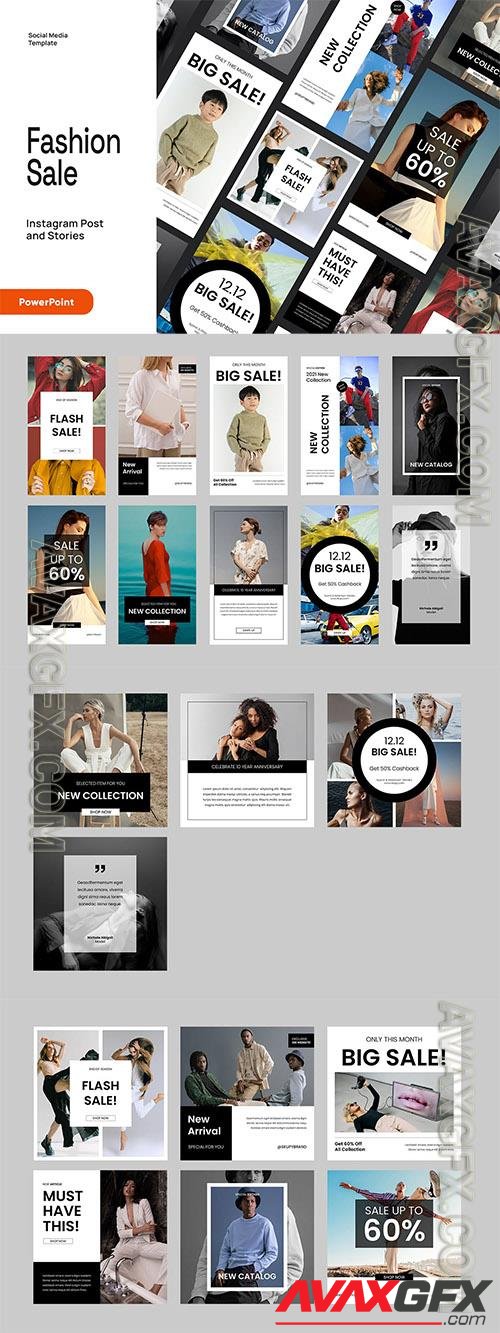 Fashion Instagram Post & Stories Powerpoint, Keynote and Google Slides Template