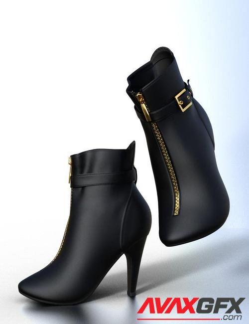 Strapped Ankle Boots for Genesis 8 Female(s)