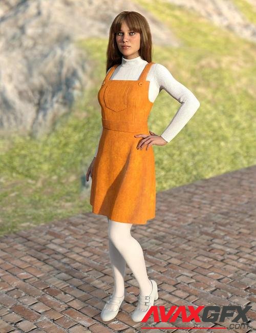 dForce Corduroy Jumper Outfit for Genesis 8 Female(s)