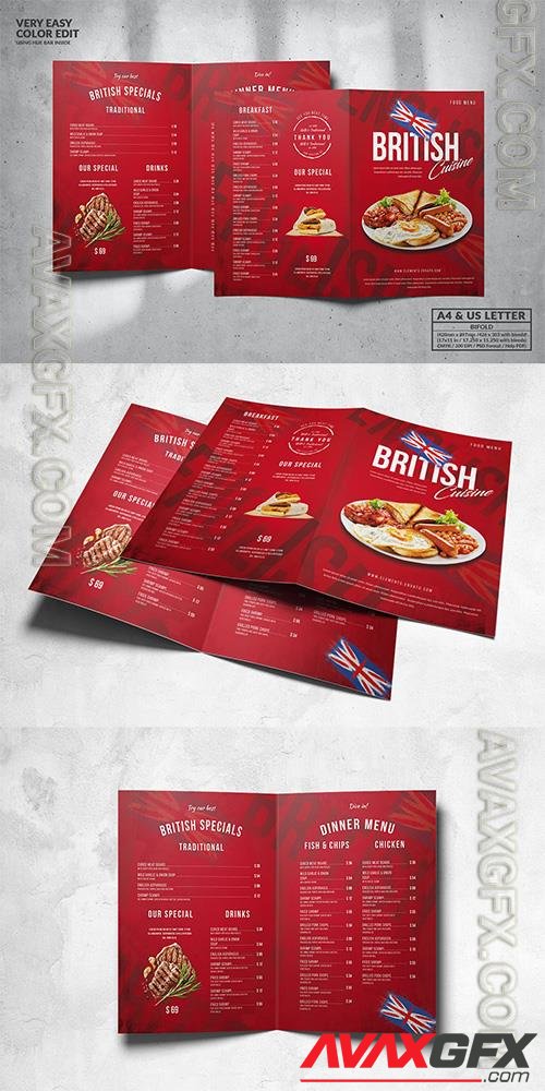 Bifold British Food Menu Design A4 & US Letter 763XC6J