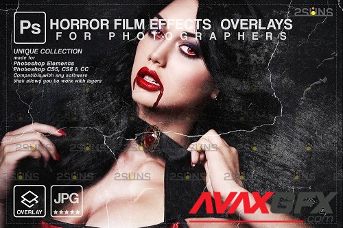 Horror effects, Film Grain Textures, Scratch Photo Overlays V2 - 1583891