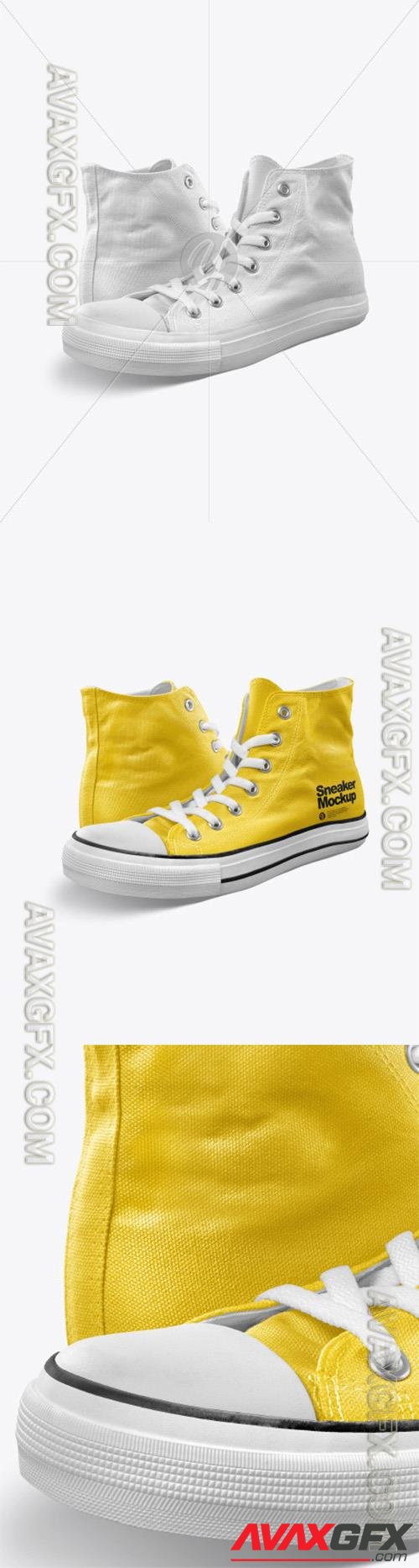 Two High-Top Canvas Sneakers Mockup - Half Side View 87616