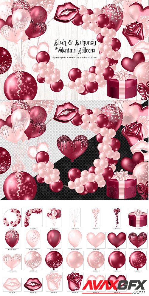 Blush and Burgundy Valentine Balloon - 6502774