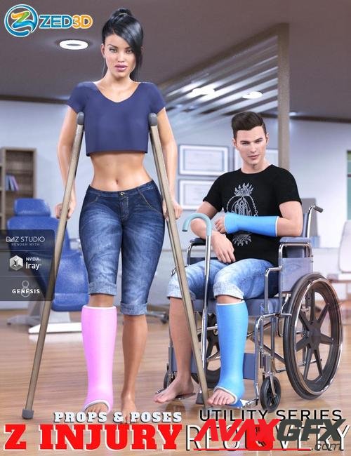Z Injury Recovery Props and Poses for Genesis 8