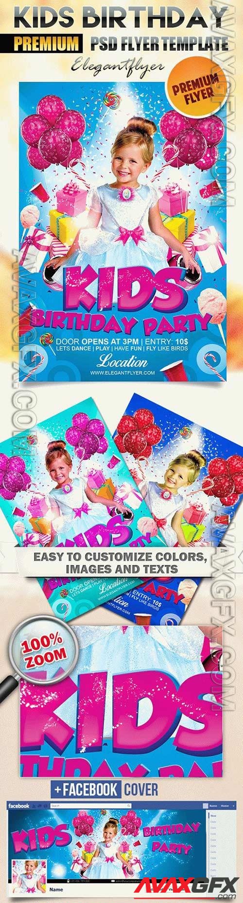 Kids Birthday Party  Flyer PSD Template