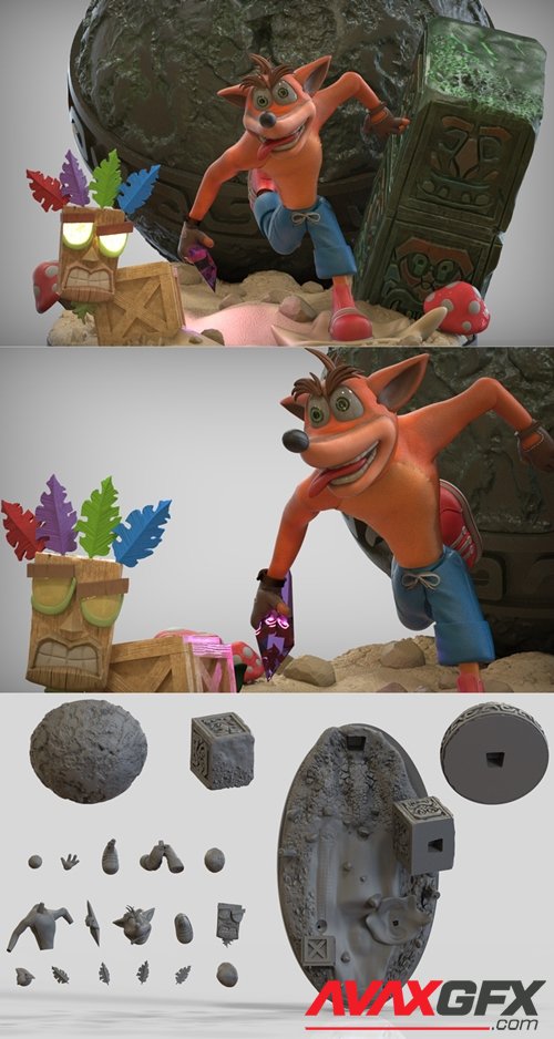 Crash Bandicoot & Ball – 3D Printable STL