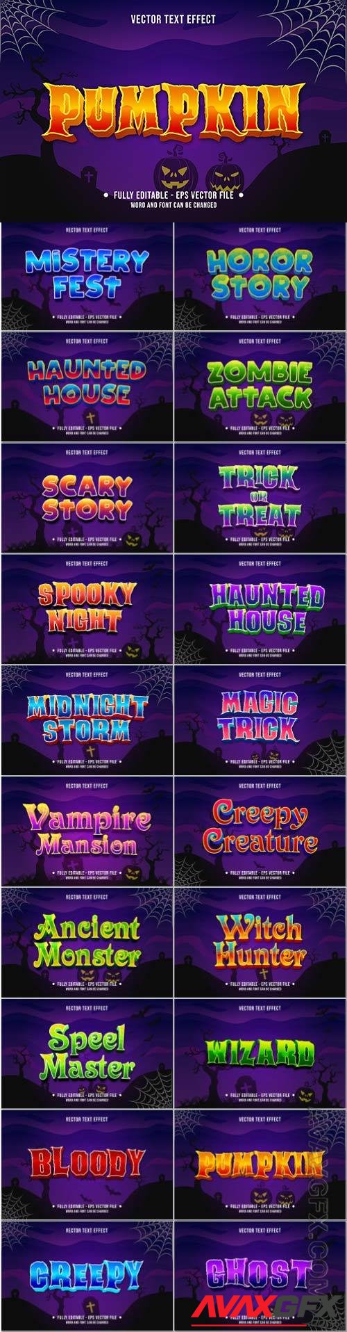 Editable text effect scary halloween event theme style for digital and print media template vector
