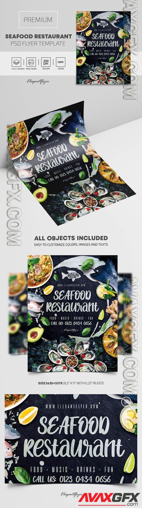 Seafood Restaurant Premium PSD Flyer Template