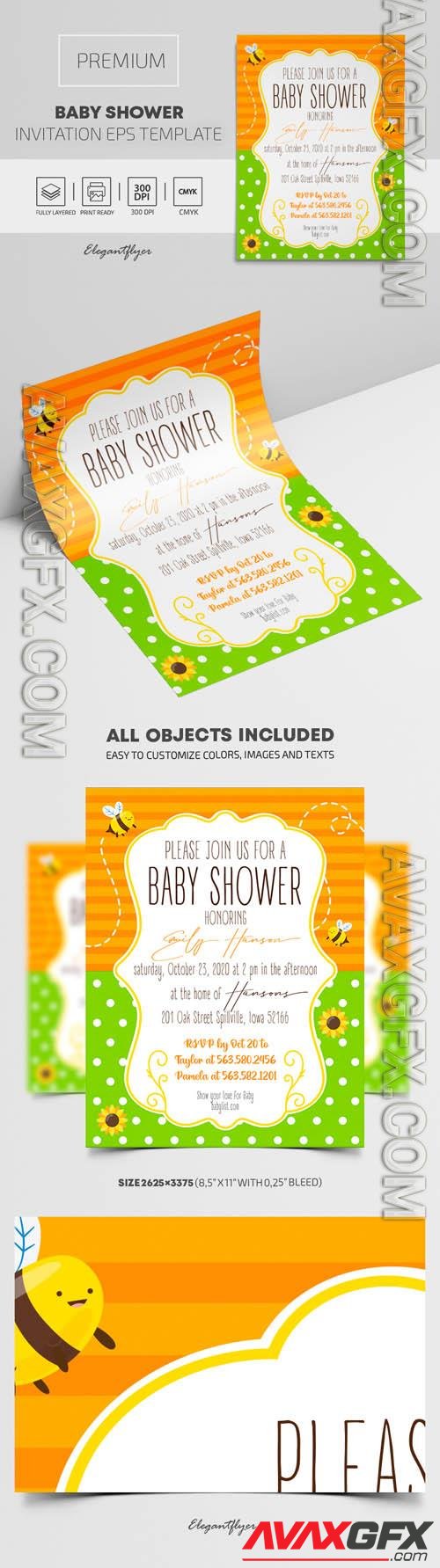 Premium Baby Shower Invitation EPS Template