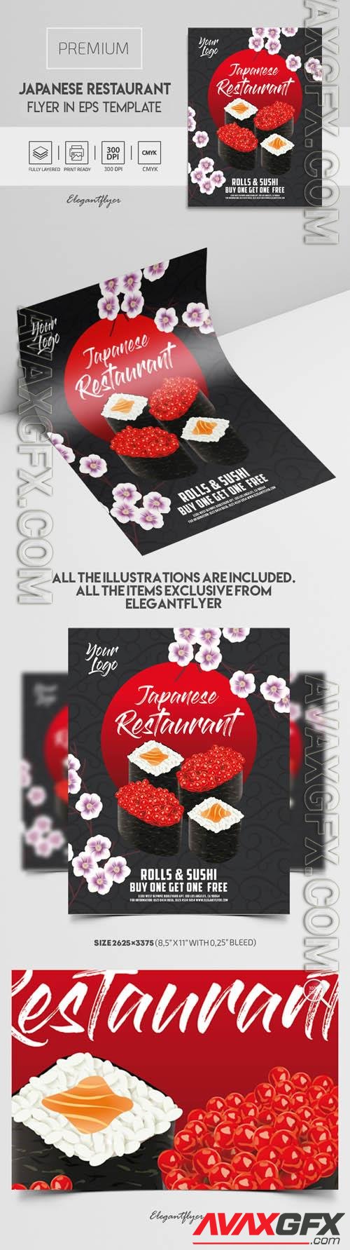 Japanese Restaurant Premium Vector Flyer EPS Template