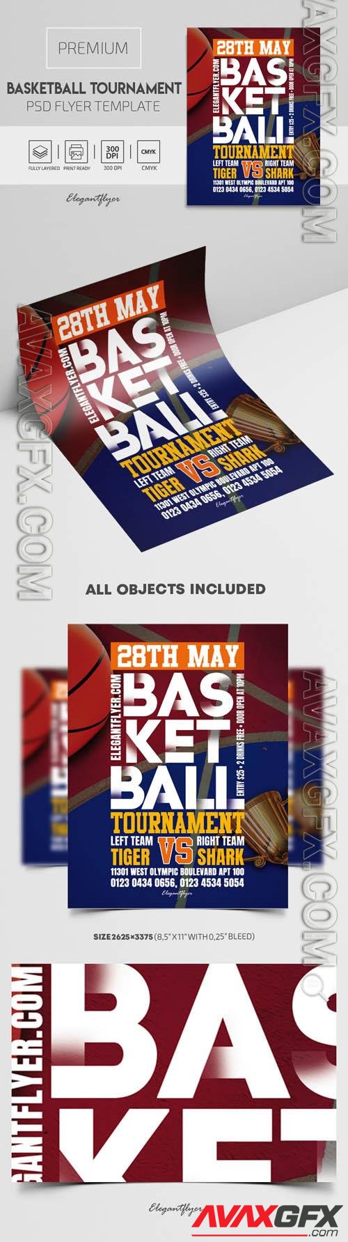 Basketball Tournament Premium PSD Flyer Template