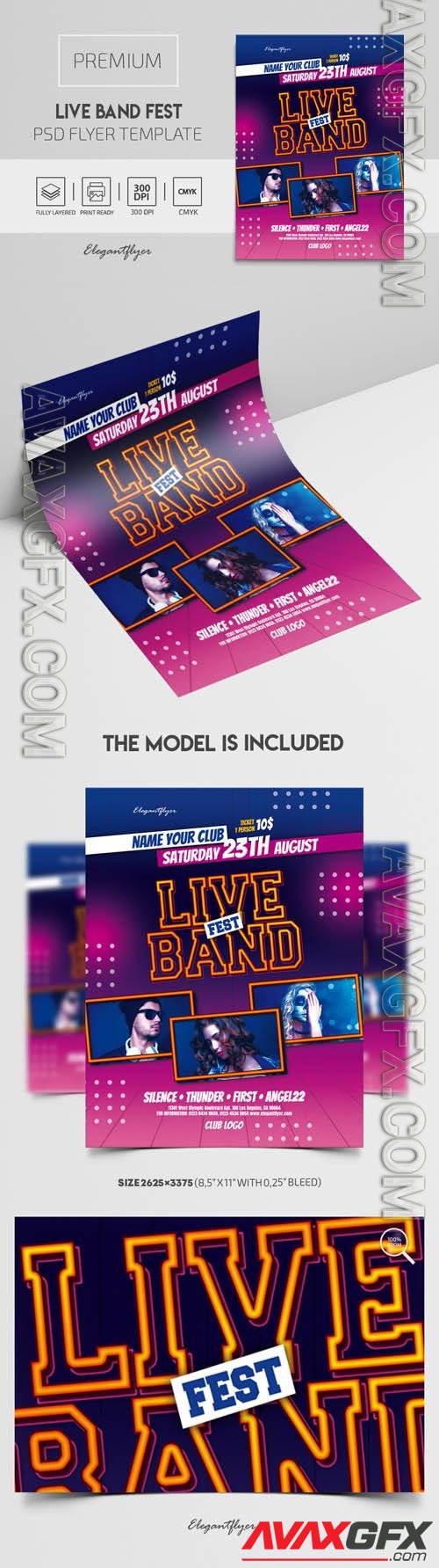 Live Band Fest Premium PSD Flyer Template