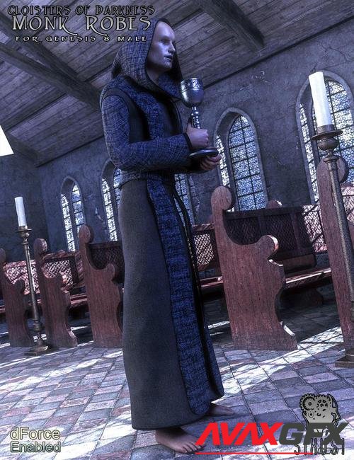 Cloisters of Darkness: Monk Robes for Genesis 8 Male