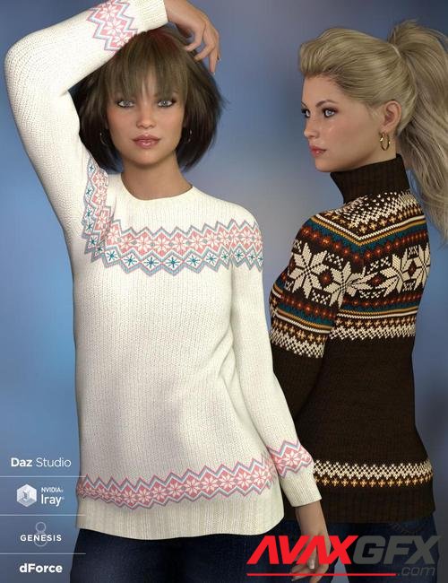 dForce Fair Isle Sweaters for Genesis 8 Female