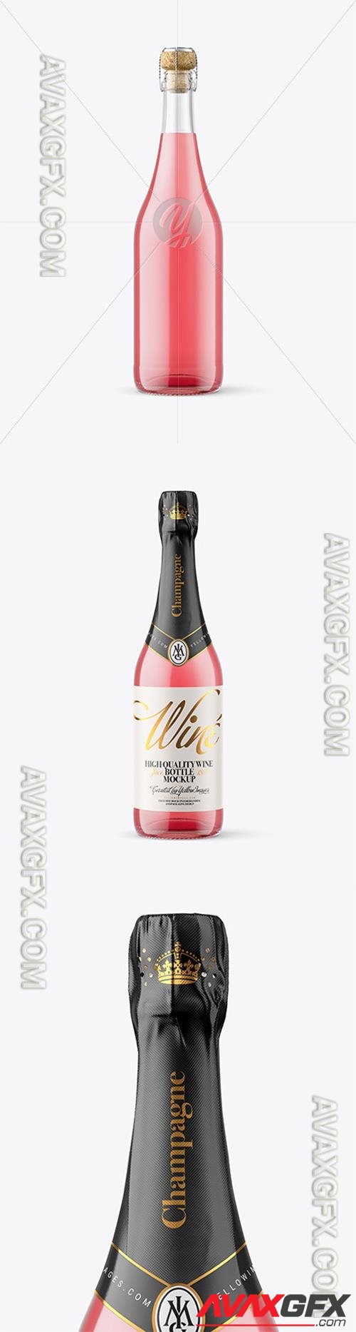 Clear Glass Bottle with Pink Champagne Mockup 88505 TIF