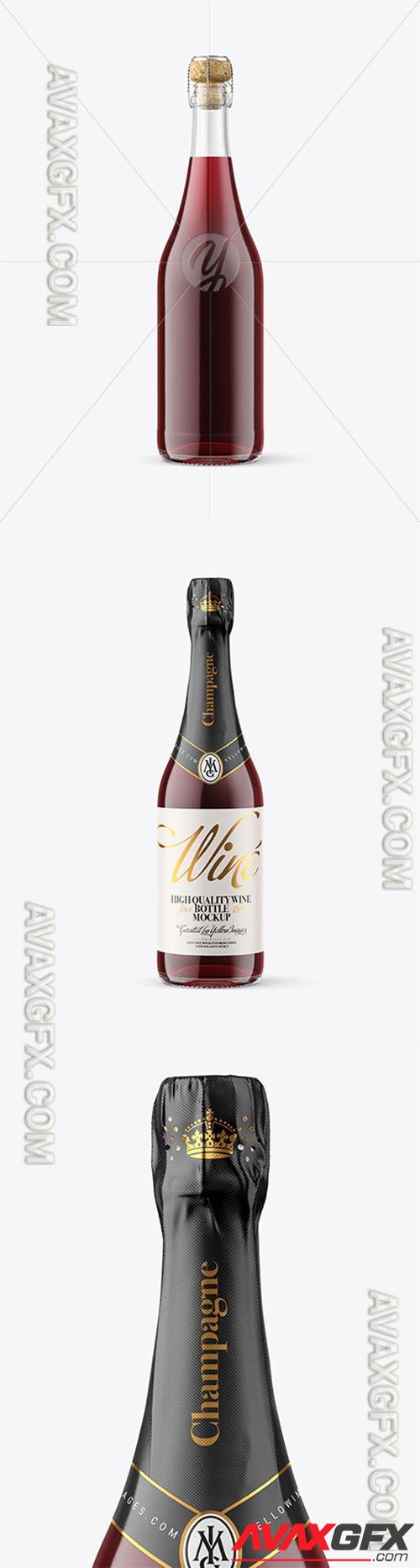 Clear Glass Bottle with Red Champagne Mockup 88506 TIF