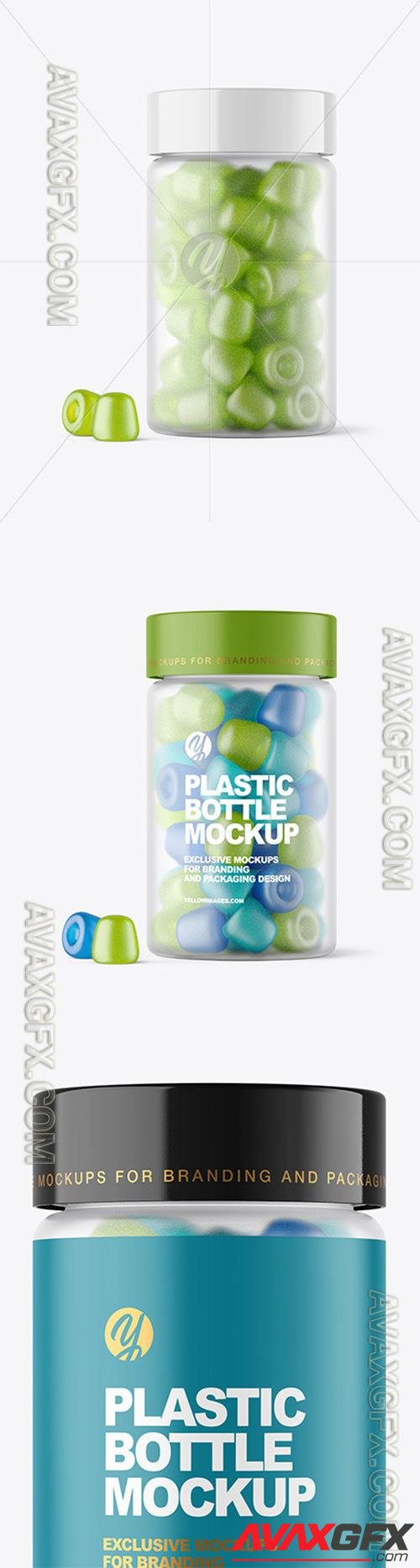 Frosted Plastic Bottle with Gummies Mockup 89024 TIF