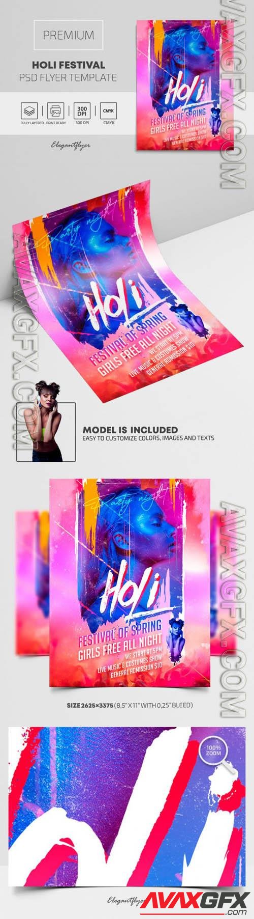 Holi Festival Premium PSD Flyer Template