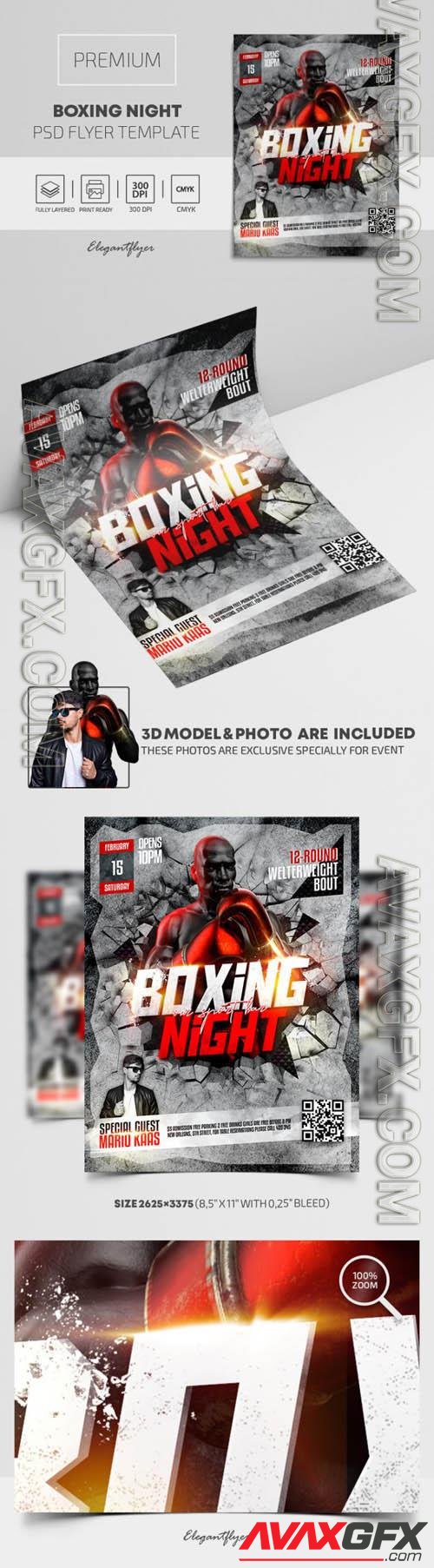 Boxing Night Premium PSD Flyer Template vol 2