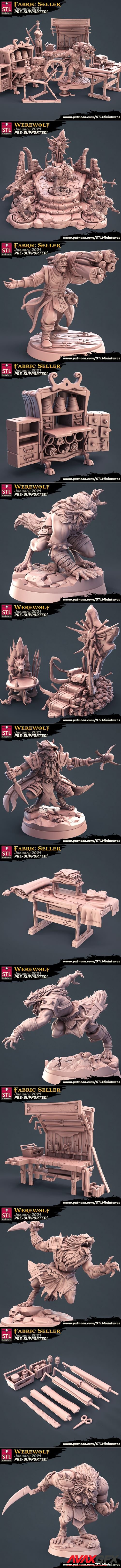 Fabric Seller and Werewolfs – 3D Printable STL