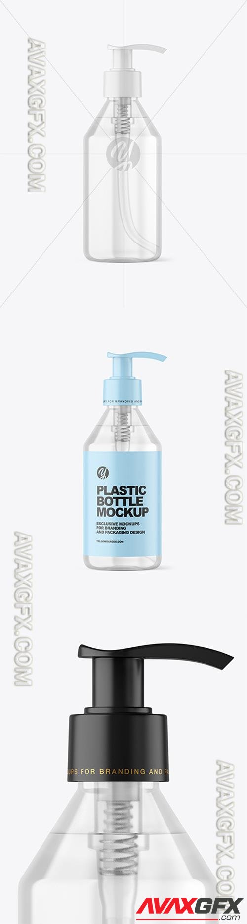 Clear Cosmetic Bottle with Pump Mockup 89326 TIF