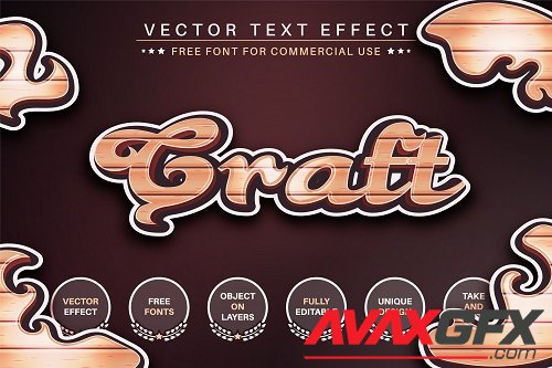 Craft Wood - Editable Text Effect, Font Style - 1585341