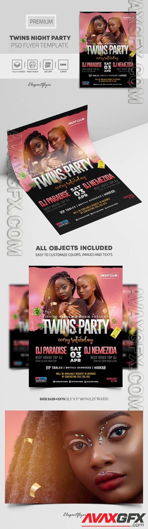 Twins Night Party Premium PSD Flyer Template